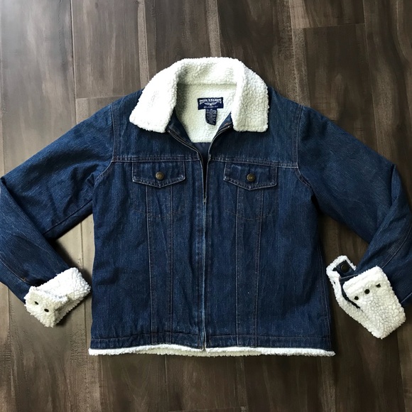 Steve & Barry's Jackets & Blazers - Zip Up Jean Jacket with Fleece Sherpa Trim